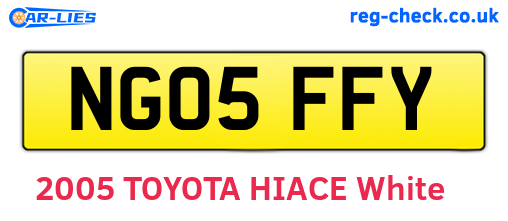 NG05FFY are the vehicle registration plates.