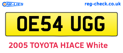 OE54UGG are the vehicle registration plates.