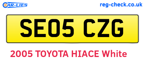 SE05CZG are the vehicle registration plates.