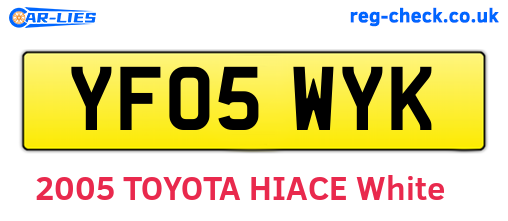 YF05WYK are the vehicle registration plates.