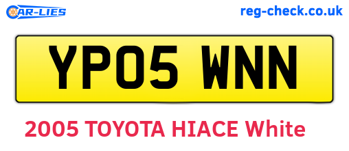 YP05WNN are the vehicle registration plates.