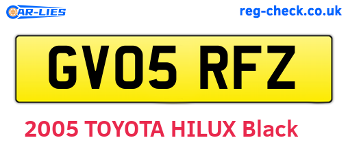 GV05RFZ are the vehicle registration plates.