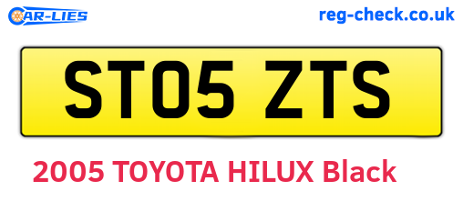 ST05ZTS are the vehicle registration plates.