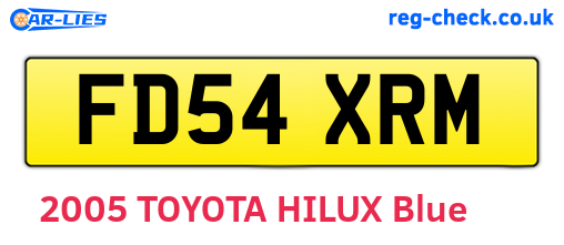 FD54XRM are the vehicle registration plates.