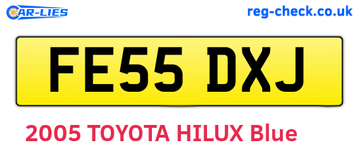 FE55DXJ are the vehicle registration plates.