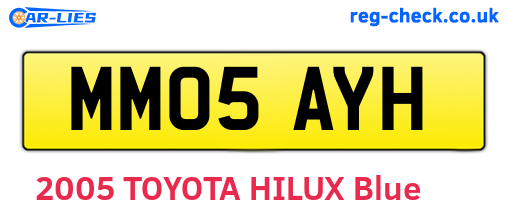 MM05AYH are the vehicle registration plates.