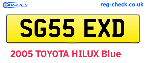 SG55EXD are the vehicle registration plates.