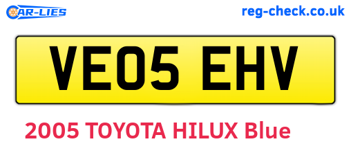VE05EHV are the vehicle registration plates.