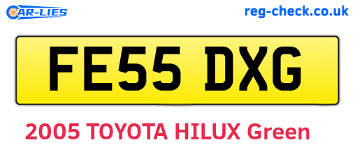 FE55DXG are the vehicle registration plates.
