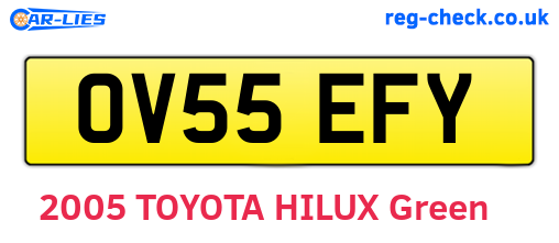 OV55EFY are the vehicle registration plates.