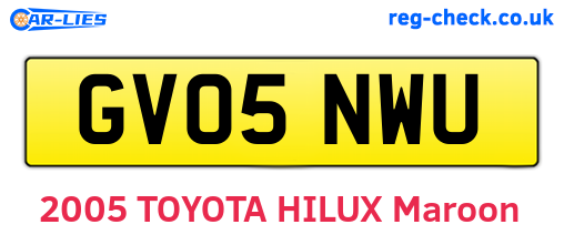 GV05NWU are the vehicle registration plates.
