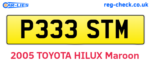 P333STM are the vehicle registration plates.
