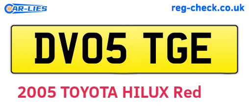 DV05TGE are the vehicle registration plates.