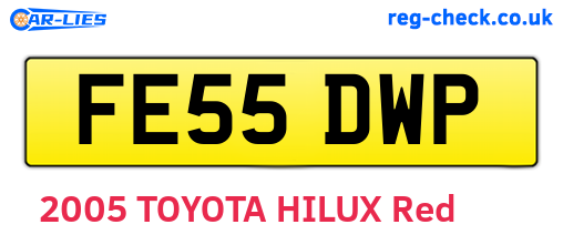 FE55DWP are the vehicle registration plates.