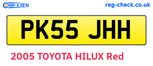 PK55JHH are the vehicle registration plates.