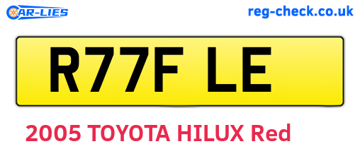 R77FLE are the vehicle registration plates.