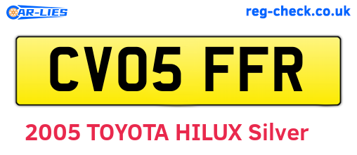 CV05FFR are the vehicle registration plates.