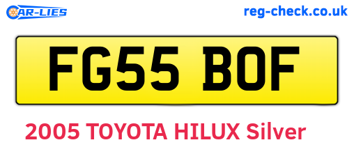 FG55BOF are the vehicle registration plates.