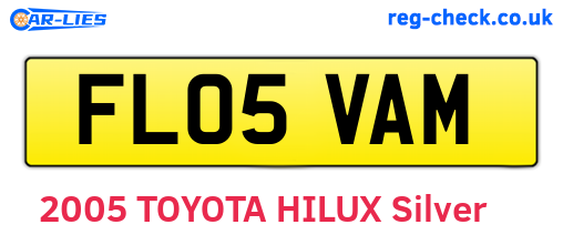 FL05VAM are the vehicle registration plates.