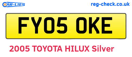 FY05OKE are the vehicle registration plates.