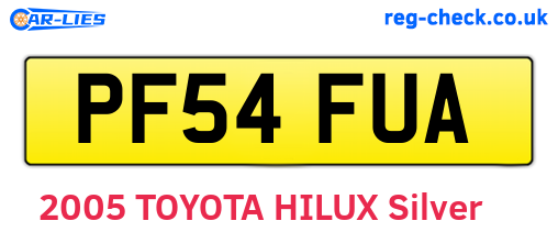 PF54FUA are the vehicle registration plates.