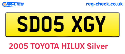 SD05XGY are the vehicle registration plates.