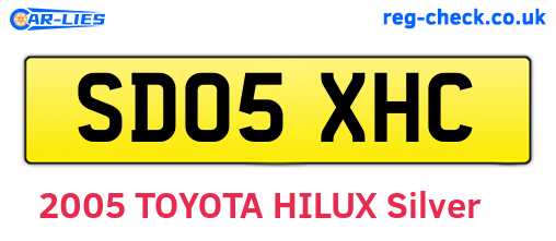 SD05XHC are the vehicle registration plates.
