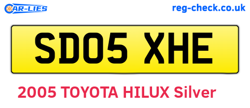 SD05XHE are the vehicle registration plates.