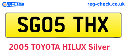 SG05THX are the vehicle registration plates.