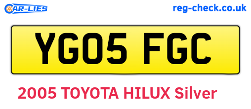 YG05FGC are the vehicle registration plates.