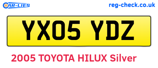 YX05YDZ are the vehicle registration plates.