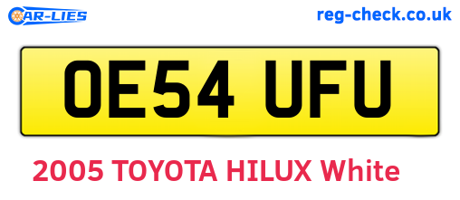 OE54UFU are the vehicle registration plates.