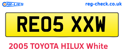 RE05XXW are the vehicle registration plates.
