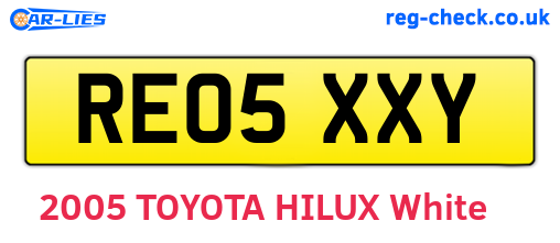 RE05XXY are the vehicle registration plates.