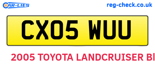 CX05WUU are the vehicle registration plates.