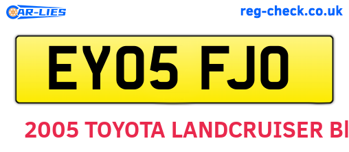 EY05FJO are the vehicle registration plates.