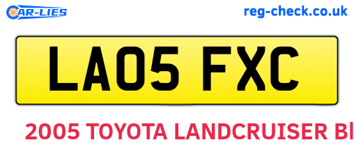LA05FXC are the vehicle registration plates.