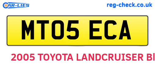 MT05ECA are the vehicle registration plates.