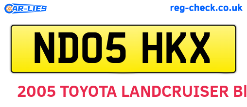 ND05HKX are the vehicle registration plates.