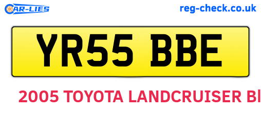 YR55BBE are the vehicle registration plates.