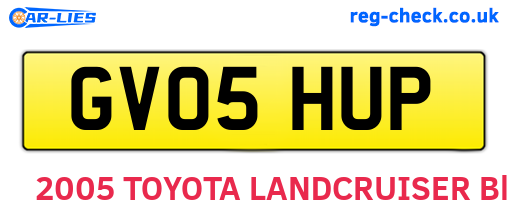 GV05HUP are the vehicle registration plates.