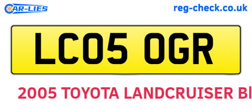 LC05OGR are the vehicle registration plates.