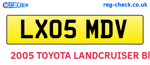 LX05MDV are the vehicle registration plates.
