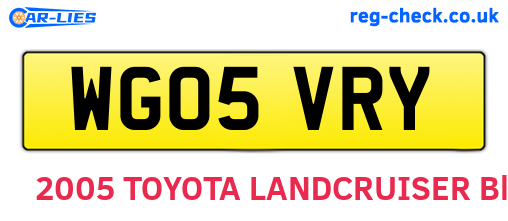 WG05VRY are the vehicle registration plates.