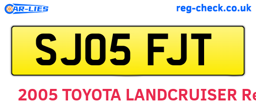 SJ05FJT are the vehicle registration plates.