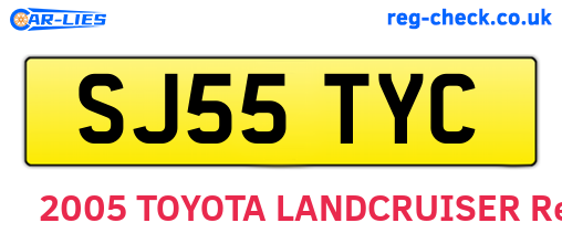 SJ55TYC are the vehicle registration plates.