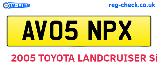 AV05NPX are the vehicle registration plates.