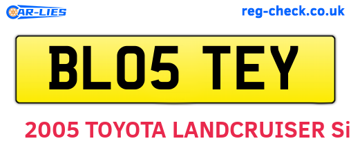 BL05TEY are the vehicle registration plates.