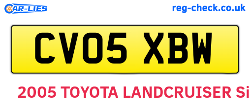 CV05XBW are the vehicle registration plates.