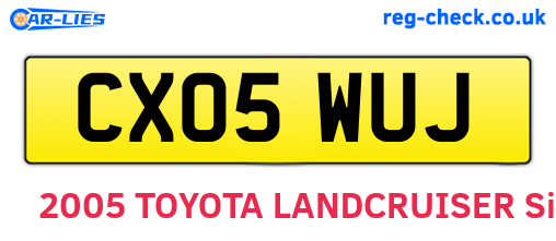 CX05WUJ are the vehicle registration plates.